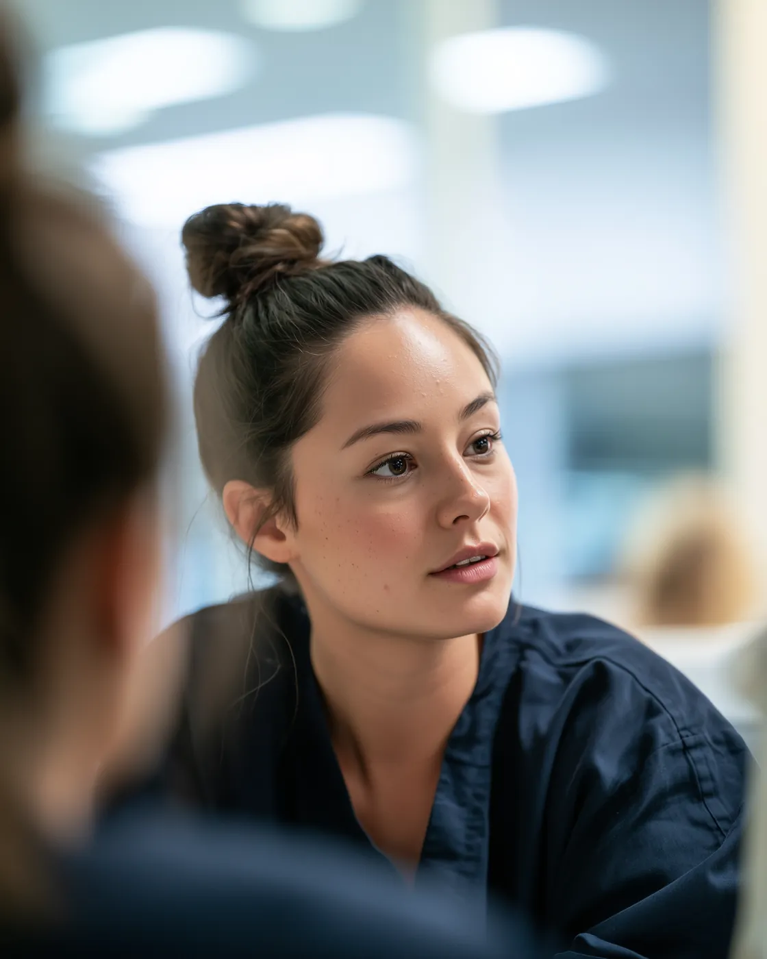 A clinician at a clinic reception